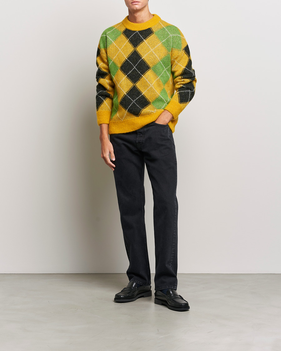 Homme | Pulls Et Tricots | GANT | Furry Argyle Crew Neck Sunflower Yellow