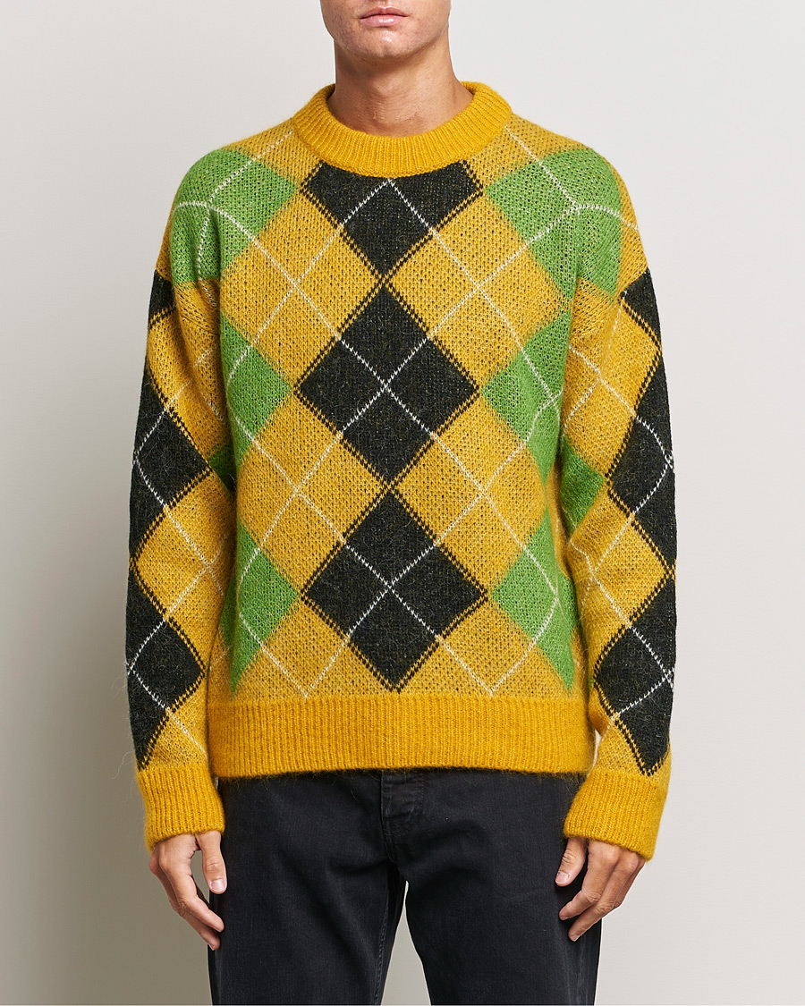 Homme | Pulls Et Tricots | GANT | Furry Argyle Crew Neck Sunflower Yellow