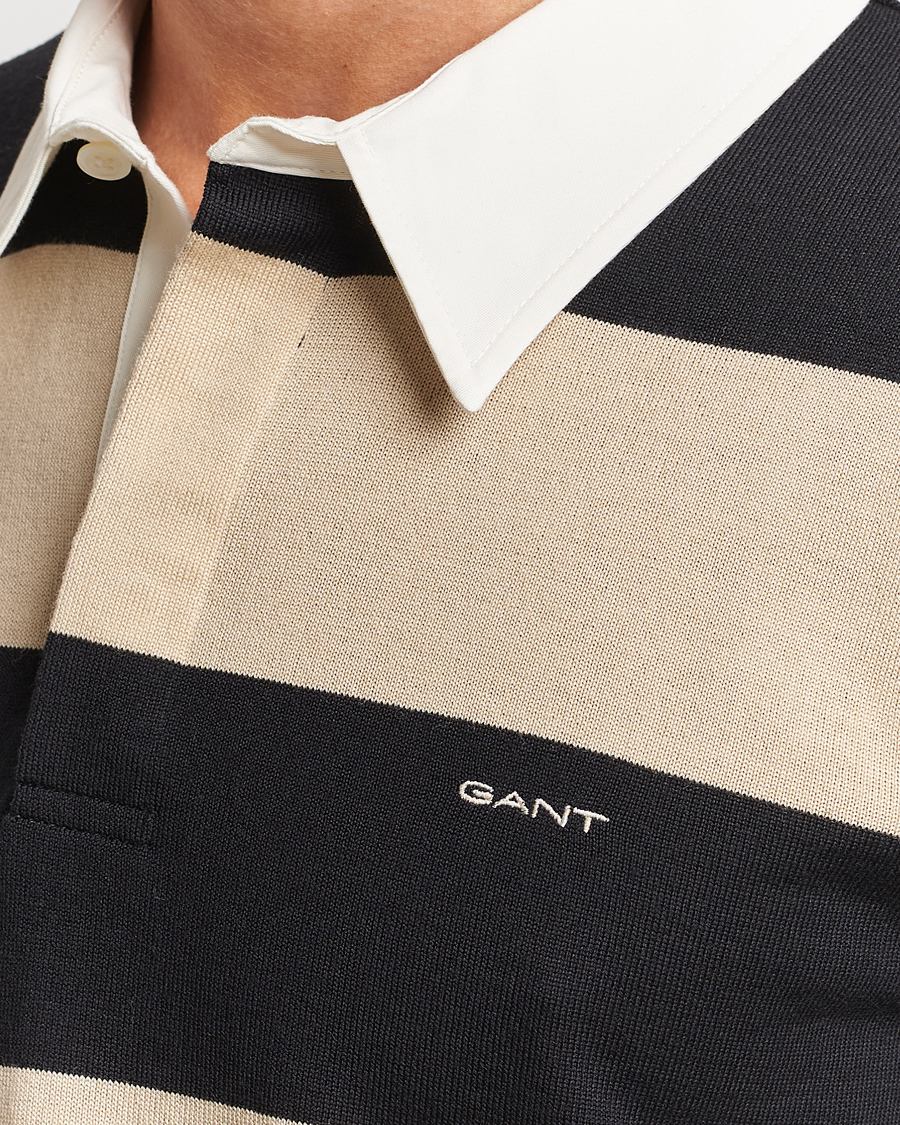 Homme | Pulls Et Tricots | GANT | Barstriped Knitted Rugger Beige/Navy