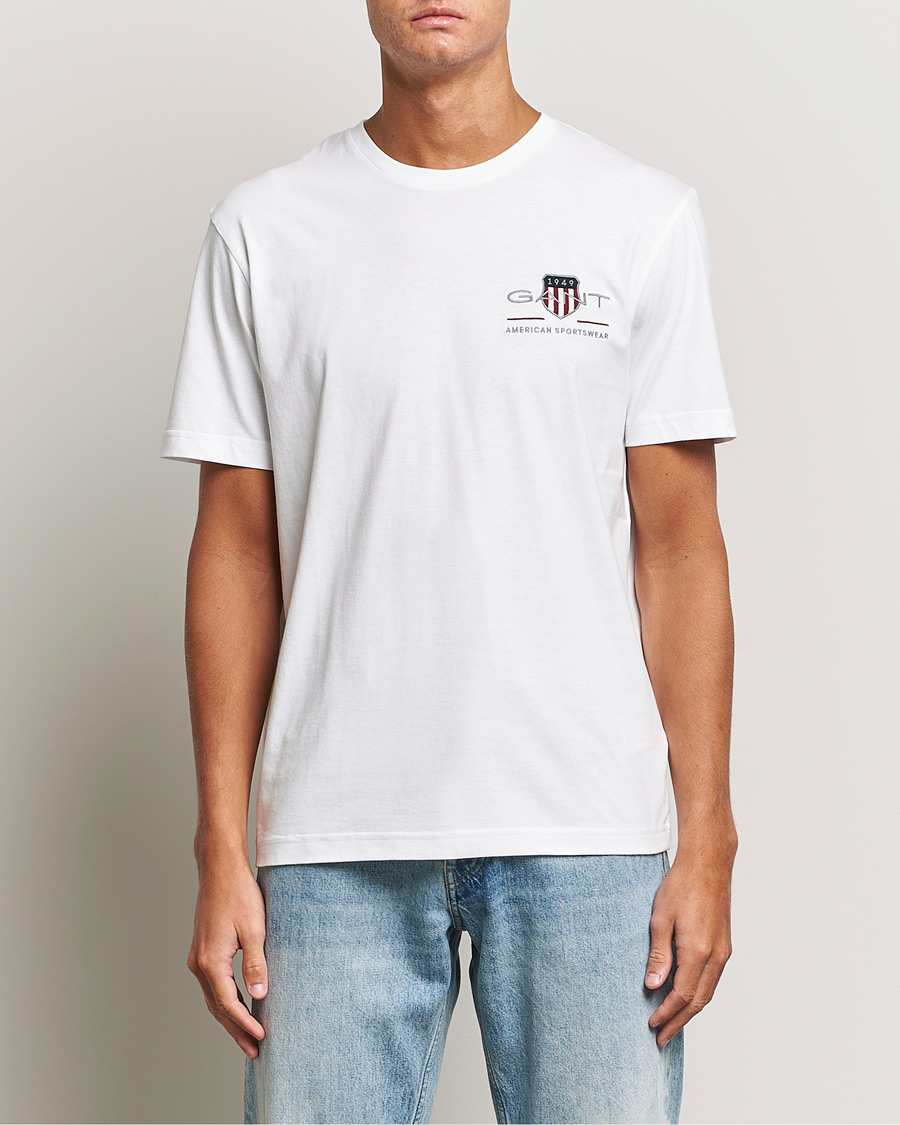 Homme | T-shirts À Manches Courtes | GANT | Archive Shield Small Logo T-Shirt White
