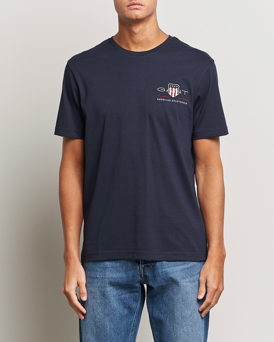 Homme | Soldes Vêtements | GANT | Archive Shield Small Logo T-Shirt Evening Blue