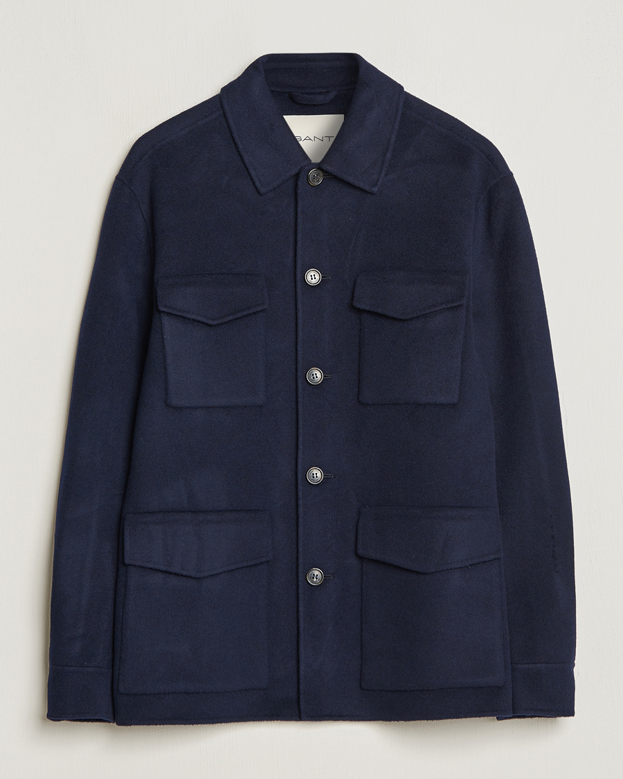 Homme | Manteaux Et Vestes | GANT | Wool Pocket Shirt Jacket Evening Blue