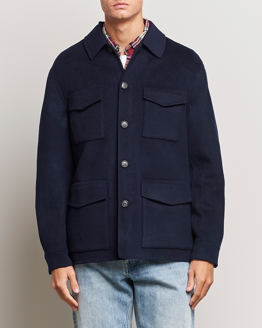 Homme | Manteaux Et Vestes | GANT | Wool Pocket Shirt Jacket Evening Blue