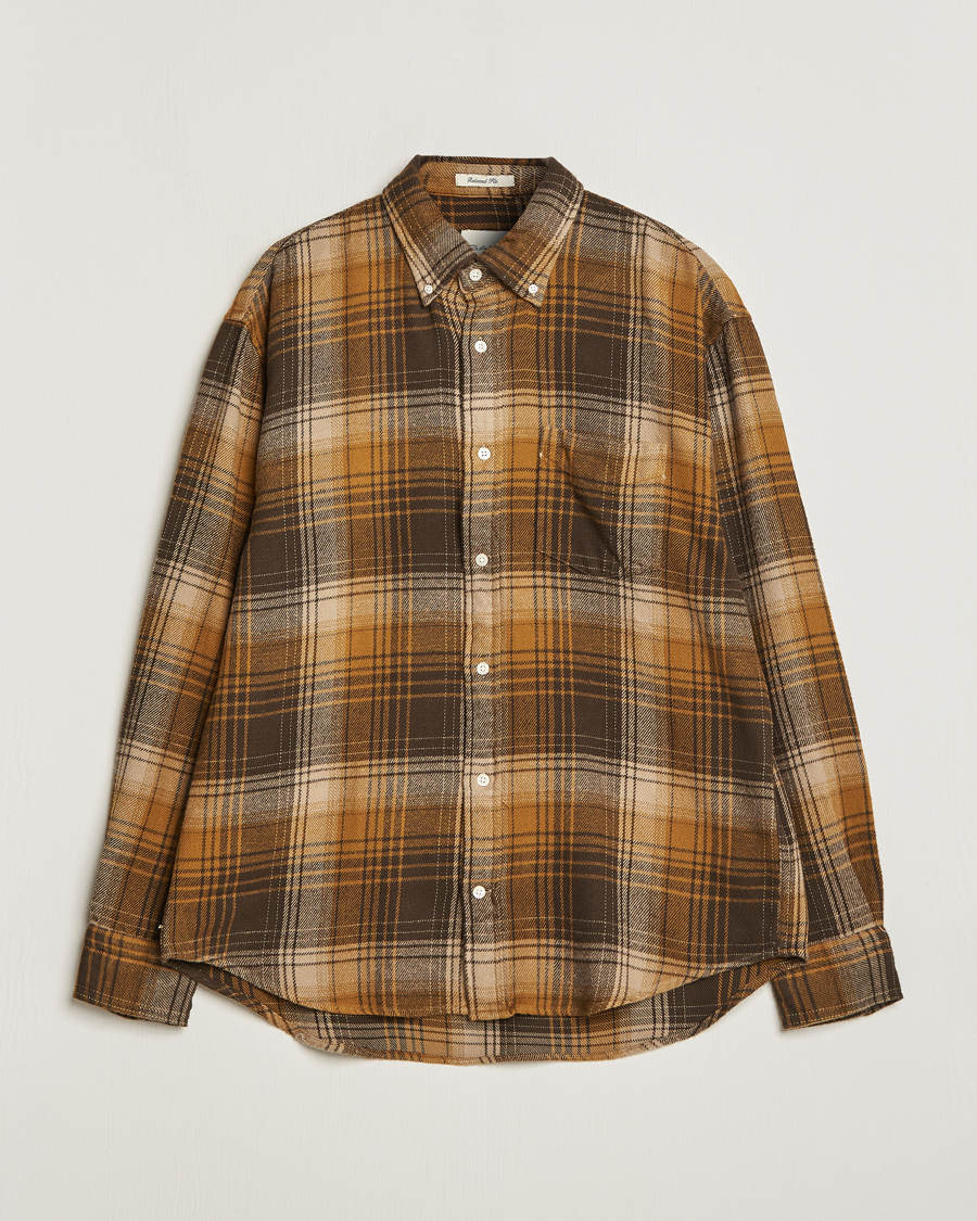 Homme | Chemises | Gant | Relaxed Fit Heavy Flannel Checked Shirt Woody Brown