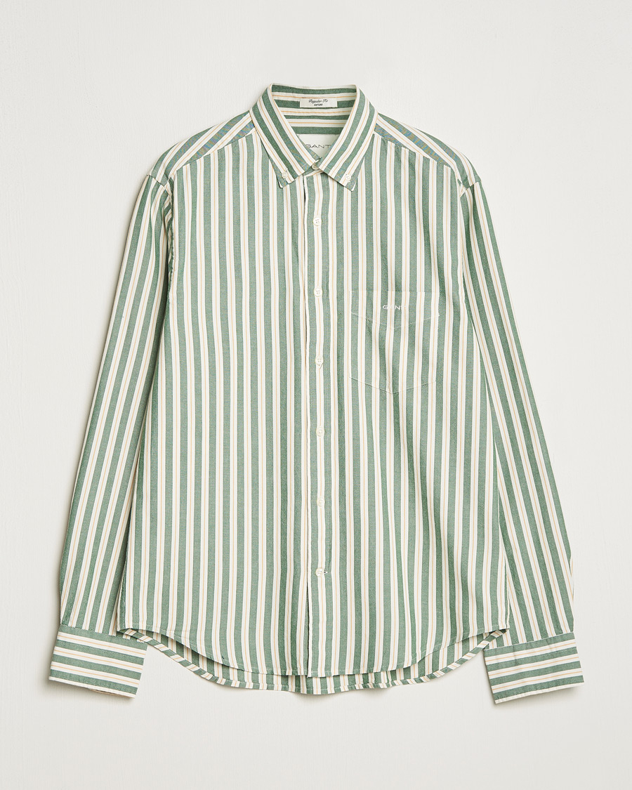 Homme | Chemises | GANT | Regular Fit Archive Oxford Striped Shirt Forest Green