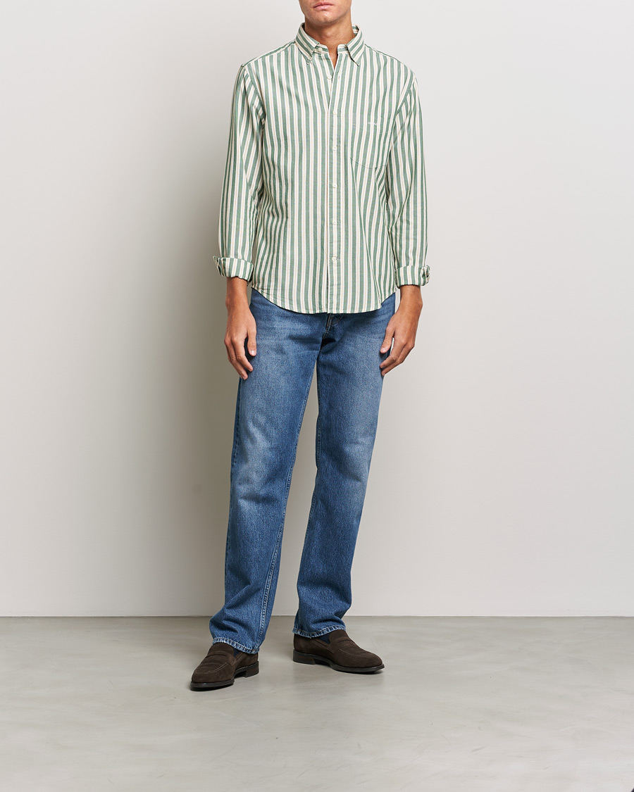 Homme | Chemises | GANT | Regular Fit Archive Oxford Striped Shirt Forest Green