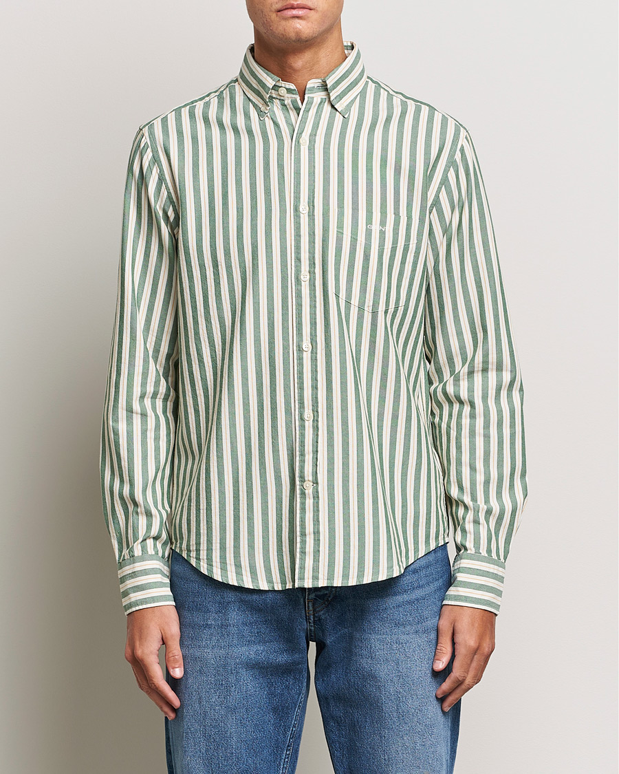Homme | Chemises | GANT | Regular Fit Archive Oxford Striped Shirt Forest Green
