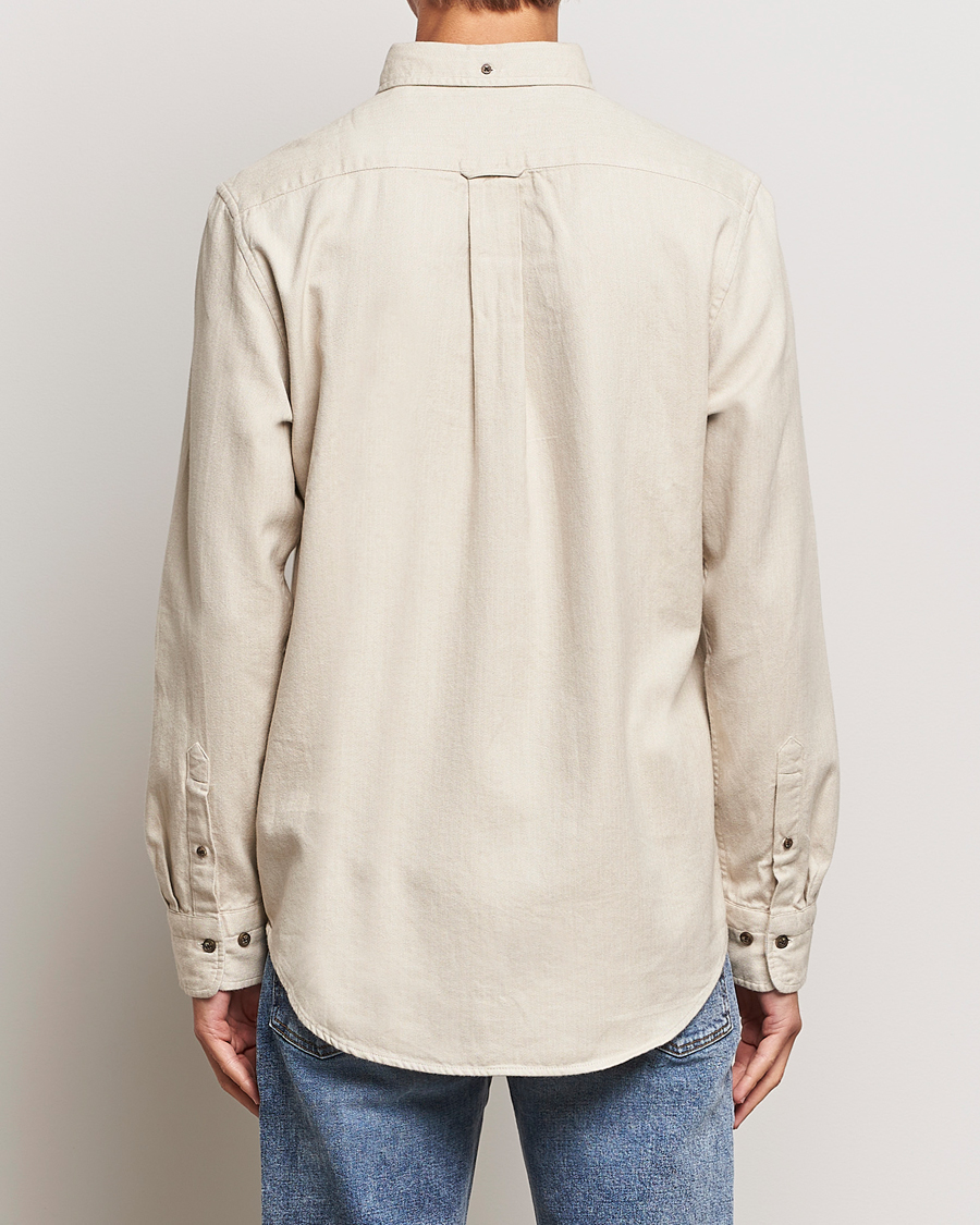 Homme | Chemises | GANT | Regular Fit Herringbone Flannel Shirt Cold Beige