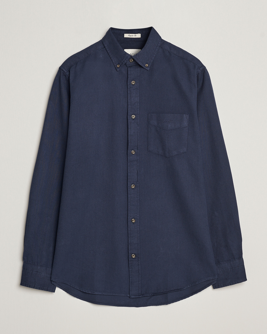 Homme | Chemises | GANT | Regular Fit Herringbone Flannel Shirt Marine