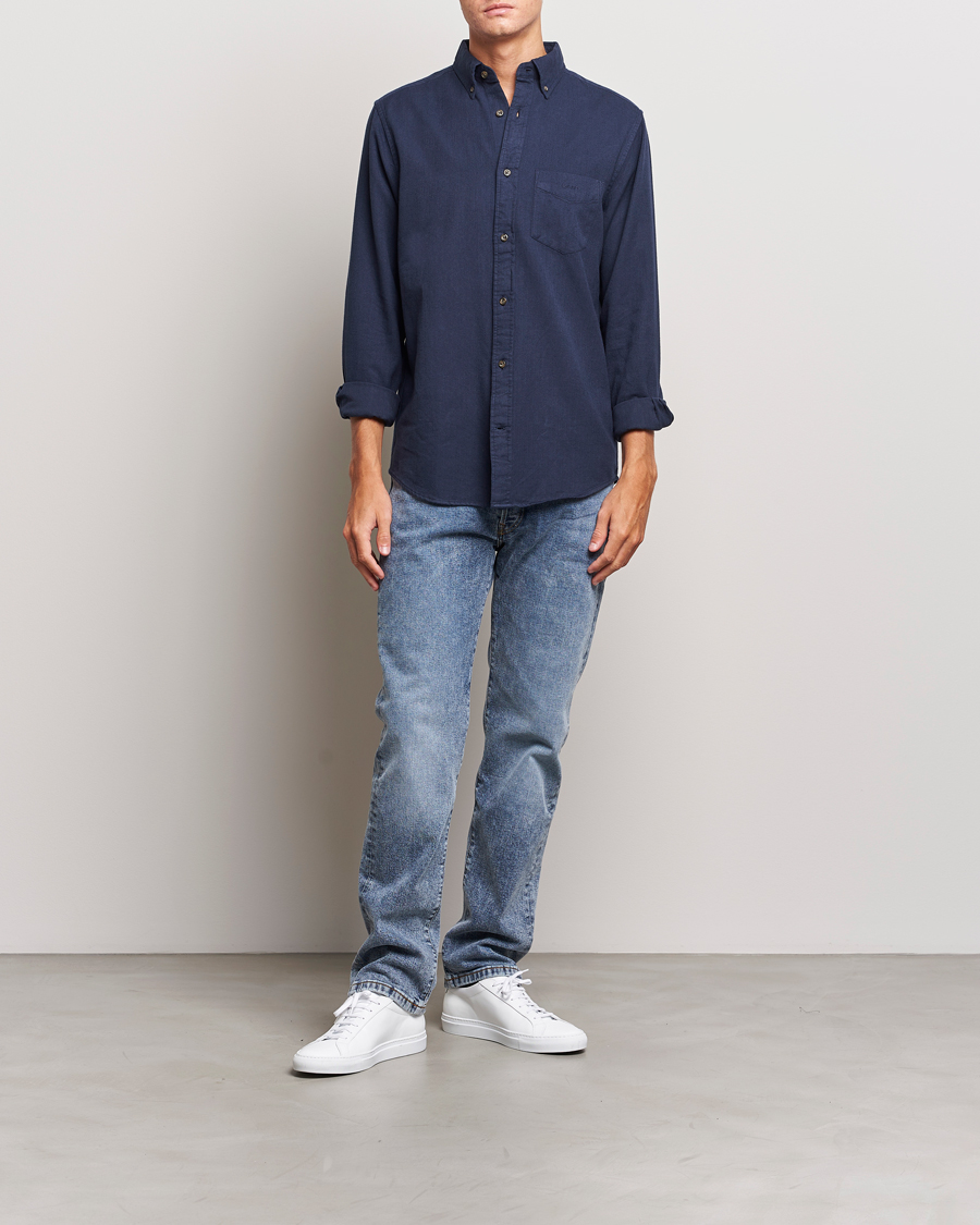 Homme | Chemises | GANT | Regular Fit Herringbone Flannel Shirt Marine