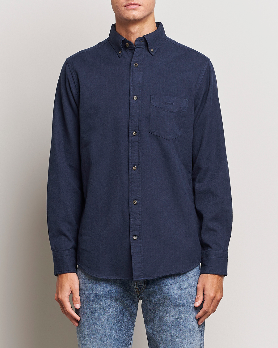 Homme | Chemises | GANT | Regular Fit Herringbone Flannel Shirt Marine