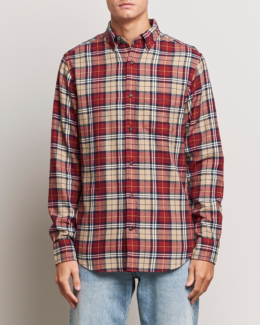 Homme |  | GANT | Regular Fit Flannel Checked Shirt Plumped Red