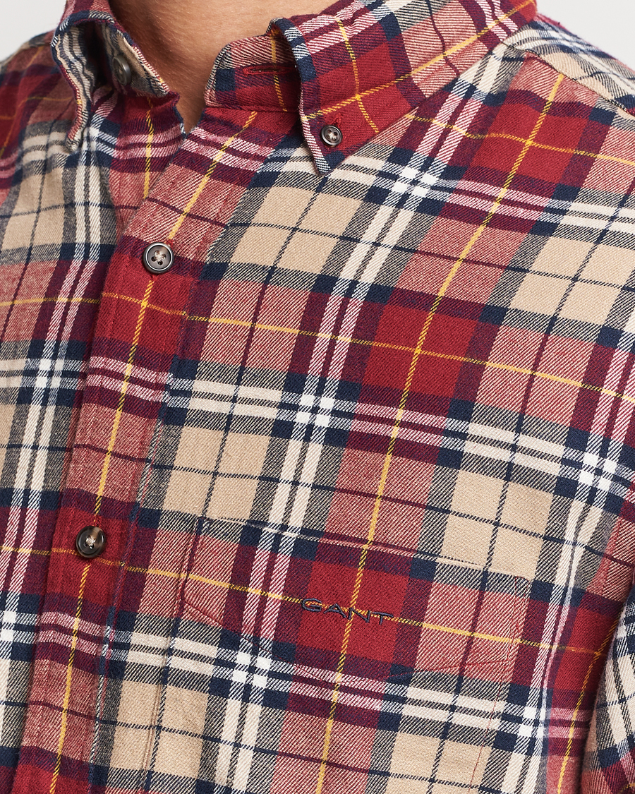 Homme | Chemises | Gant | Regular Fit Flannel Checked Shirt Plumped Red