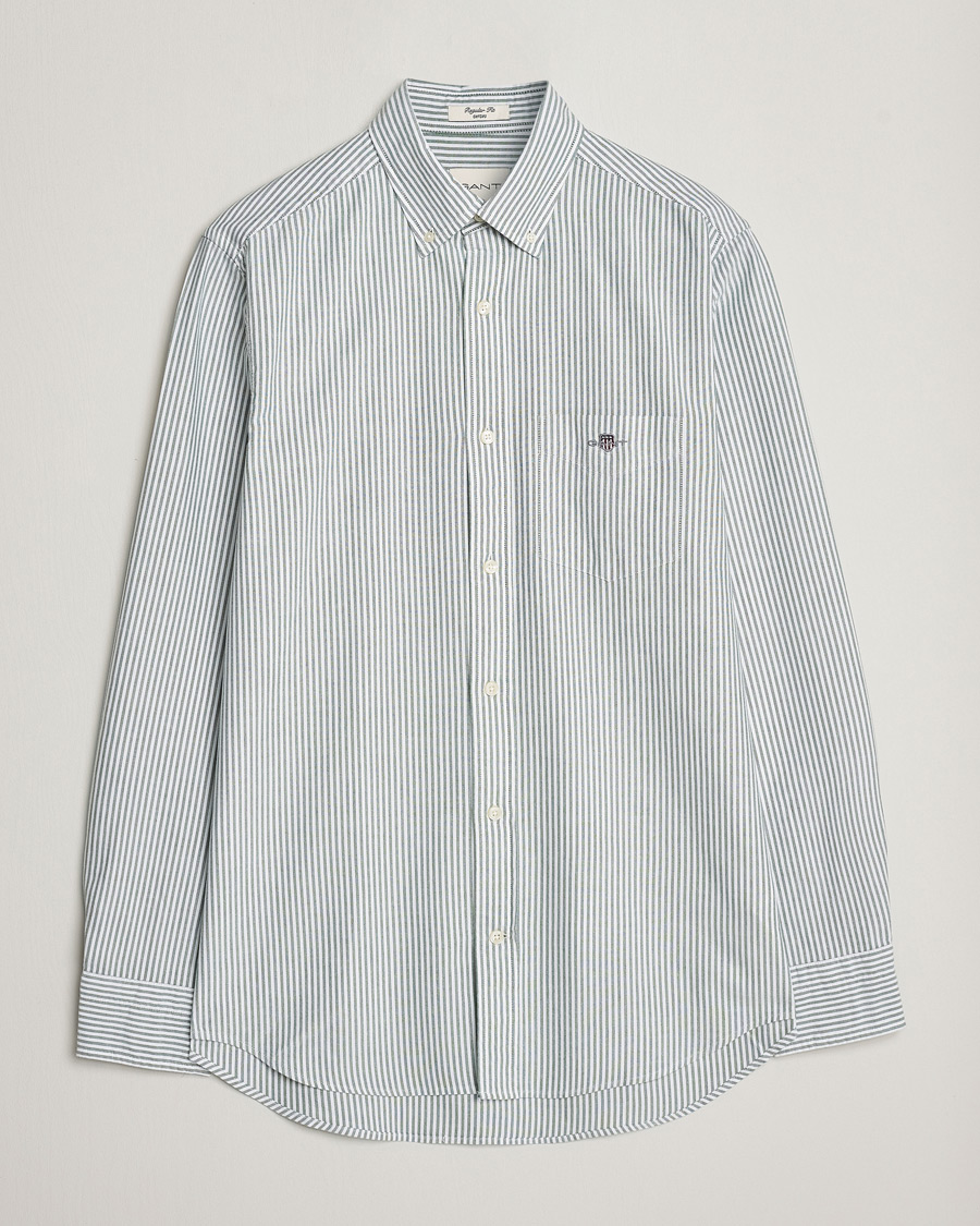 Homme | Chemises | GANT | Regular Fit Striped Oxford Shirt Forest Green