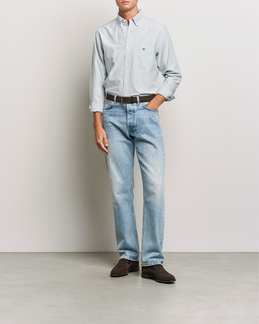 Homme | Chemises | GANT | Regular Fit Striped Oxford Shirt Forest Green