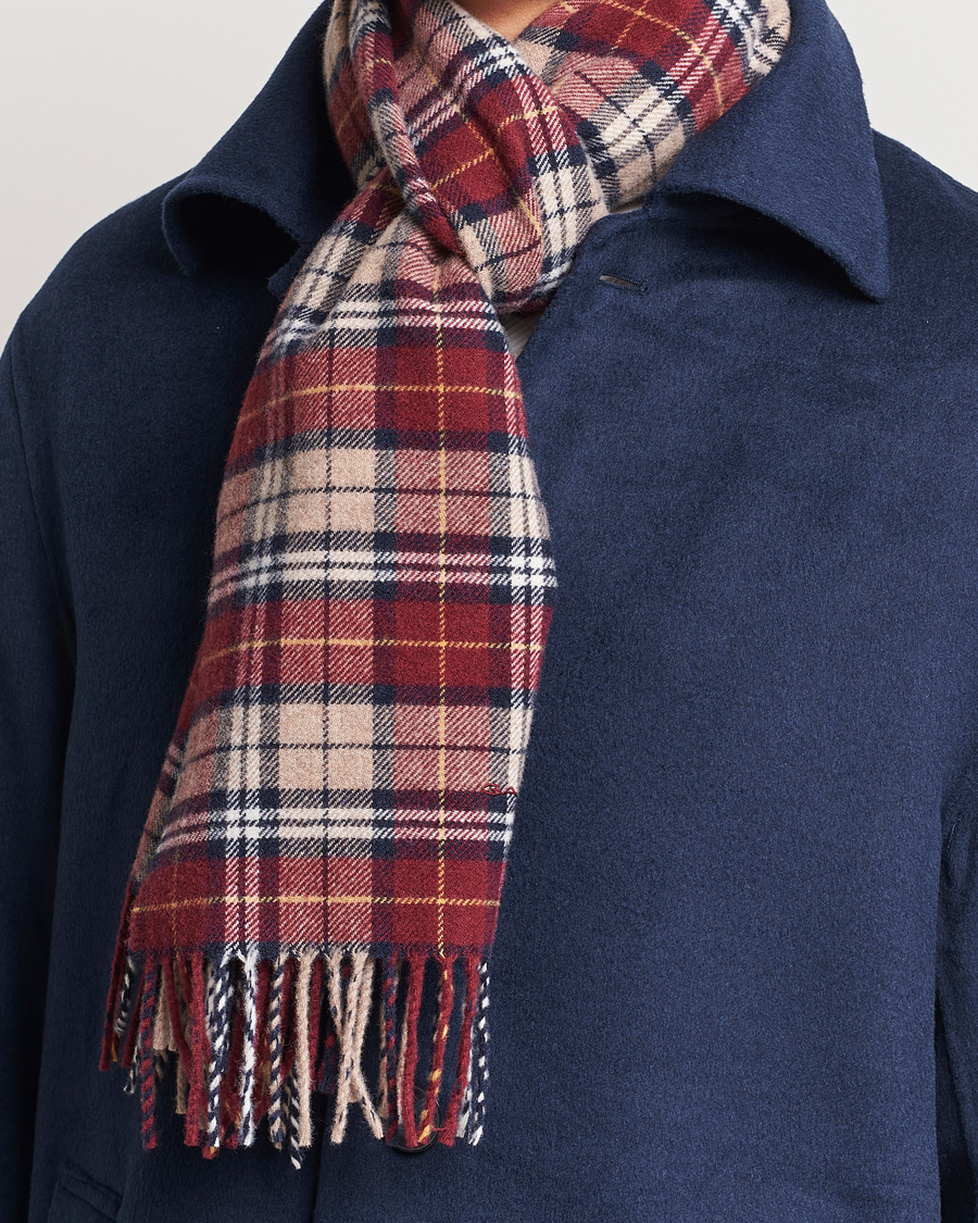 Homme |  | GANT | Wool Multi Checked Scarf Plumped Red