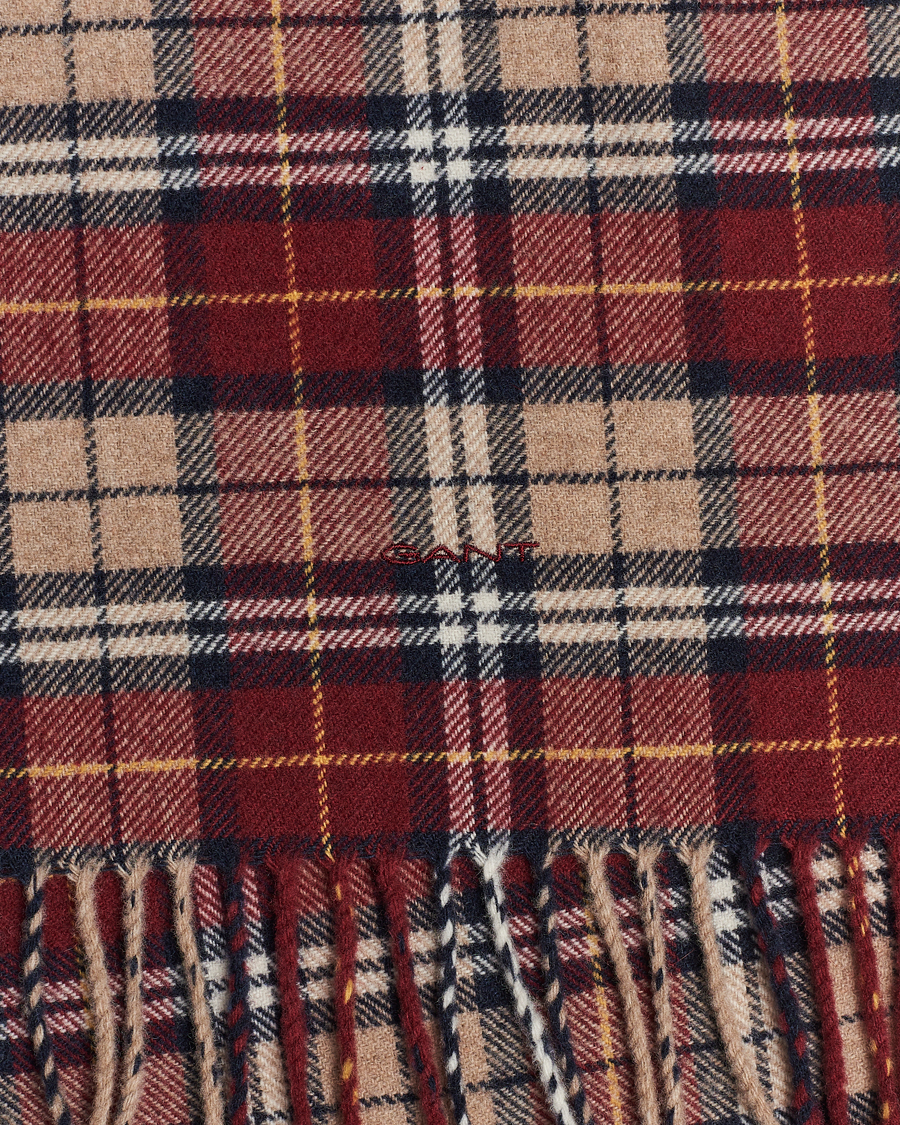 Homme | GANT Wool Multi Checked Scarf Plumped Red | GANT | Wool Multi Checked Scarf Plumped Red