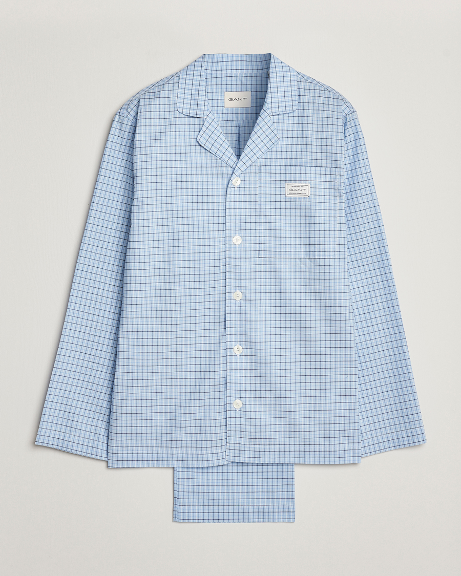 Homme | Peignoirs Et Pyjamas | Gant | Checked Pyjama Set Capri Blue