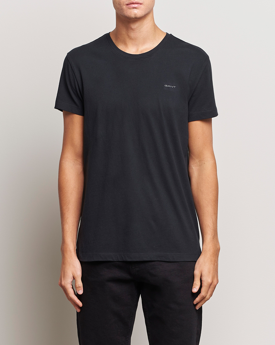 Homme | T-Shirts Noirs | GANT | 2-Pack Crew Neck T-Shirt Black