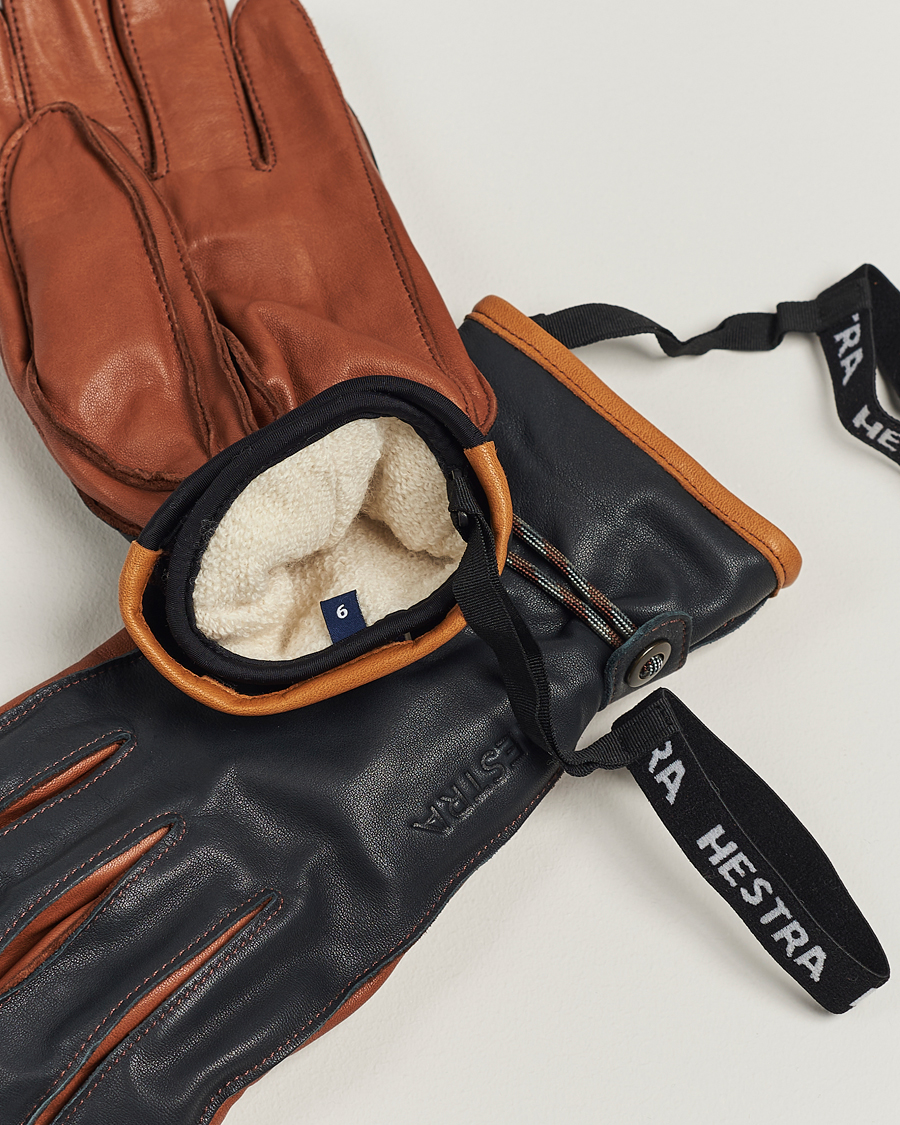 Men | Gloves | Hestra | Wakayama Leather Ski Glove Navy/Brown