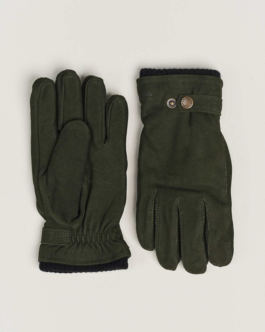 Homme | Gants | Hestra | Bergvik Fleece Liner Buckle Nubuck Glove Bottle Green