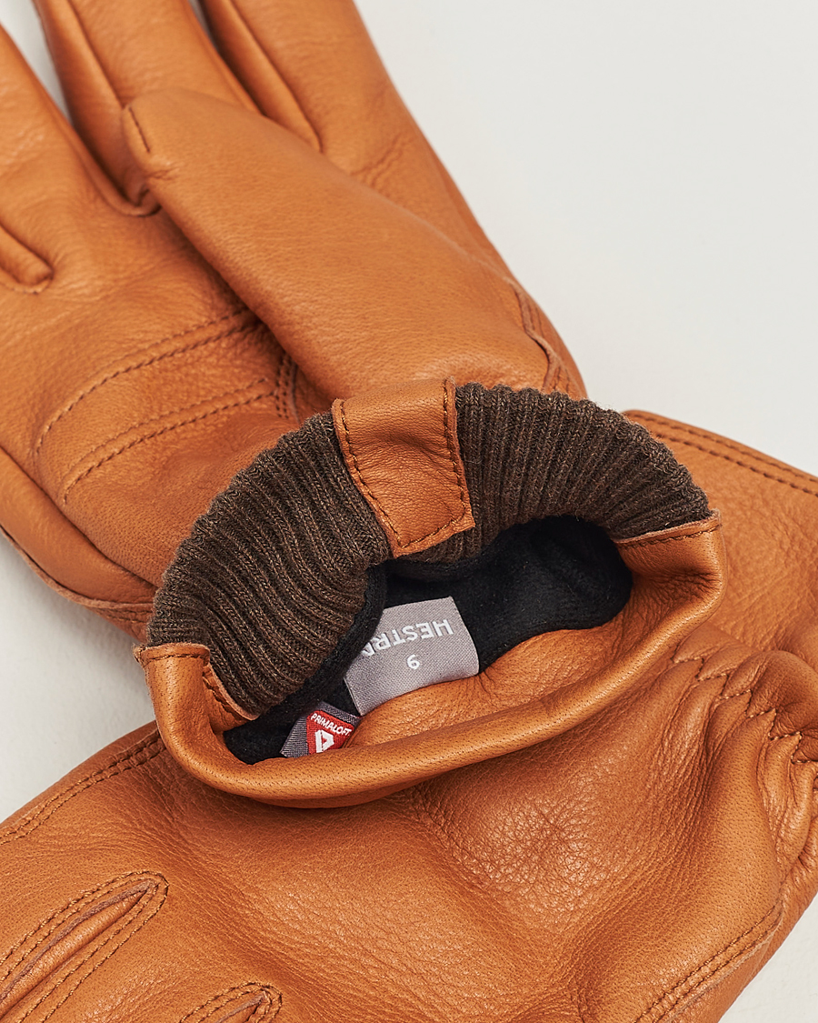 Homme | Gants | Hestra | Kjetil Deerskin Rib Knitted Cuff Glove Cognac