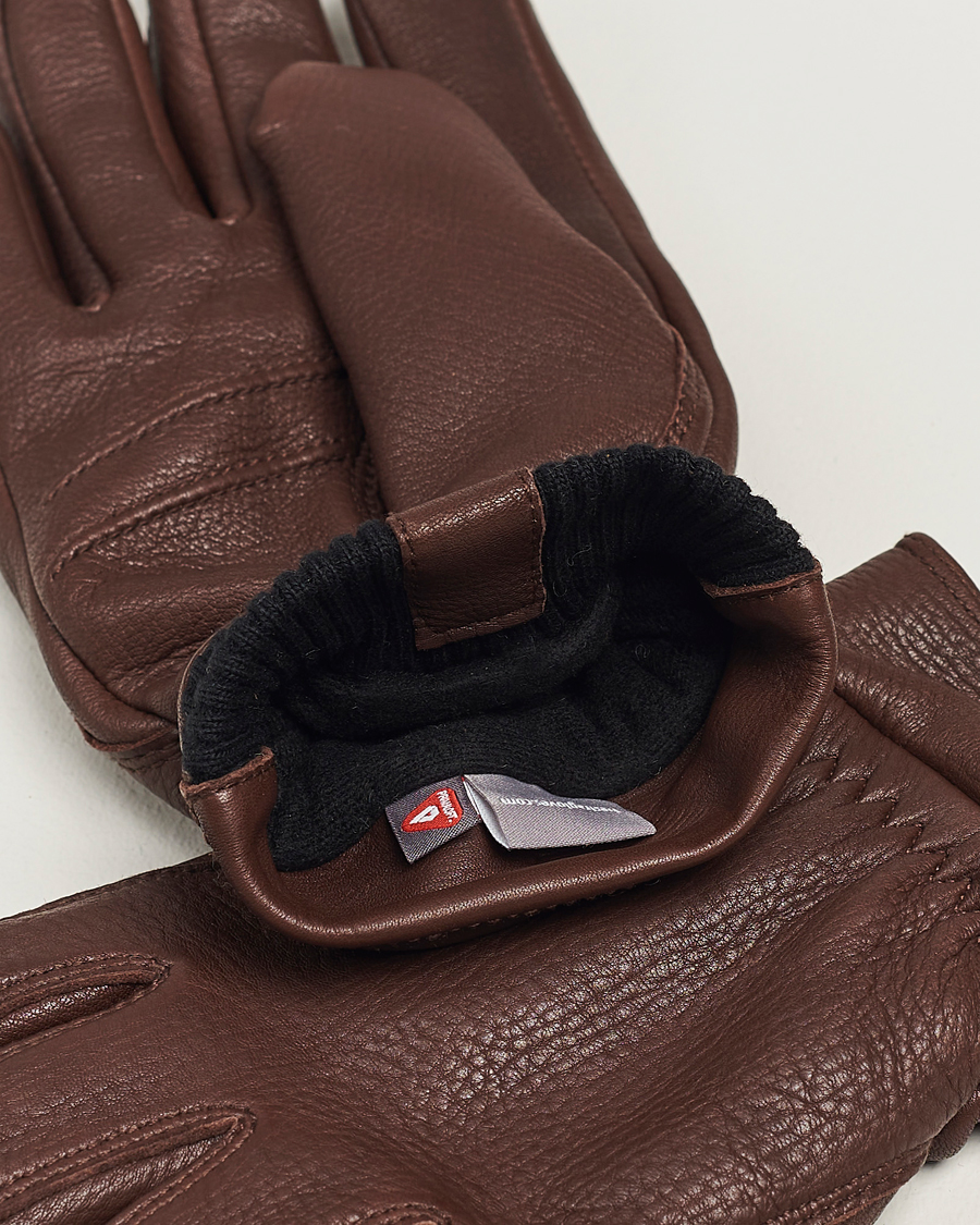 Homme |  | Hestra | Kjetil Deerskin Rib Knitted Cuff Glove Chocolate