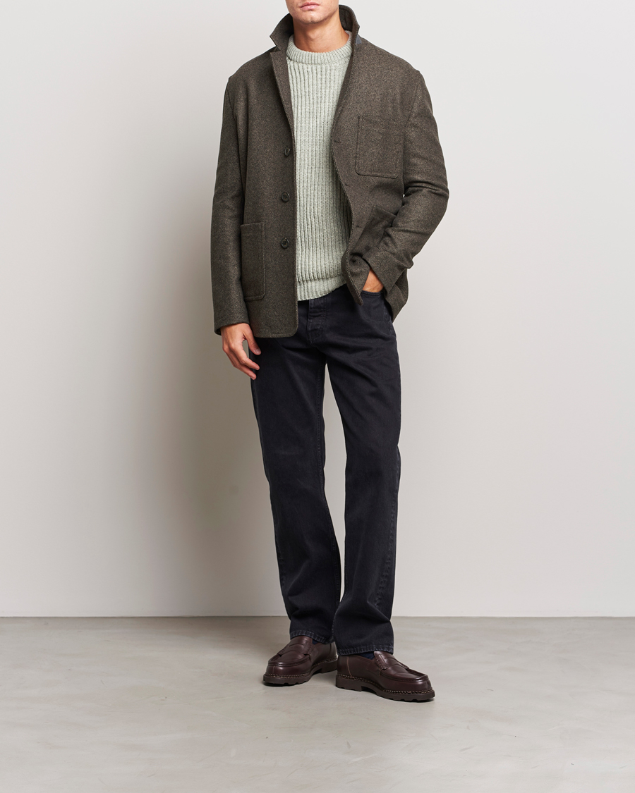 Homme | Manteaux Et Vestes | Gloverall | Wool Worker Shirt Jacket Black/White