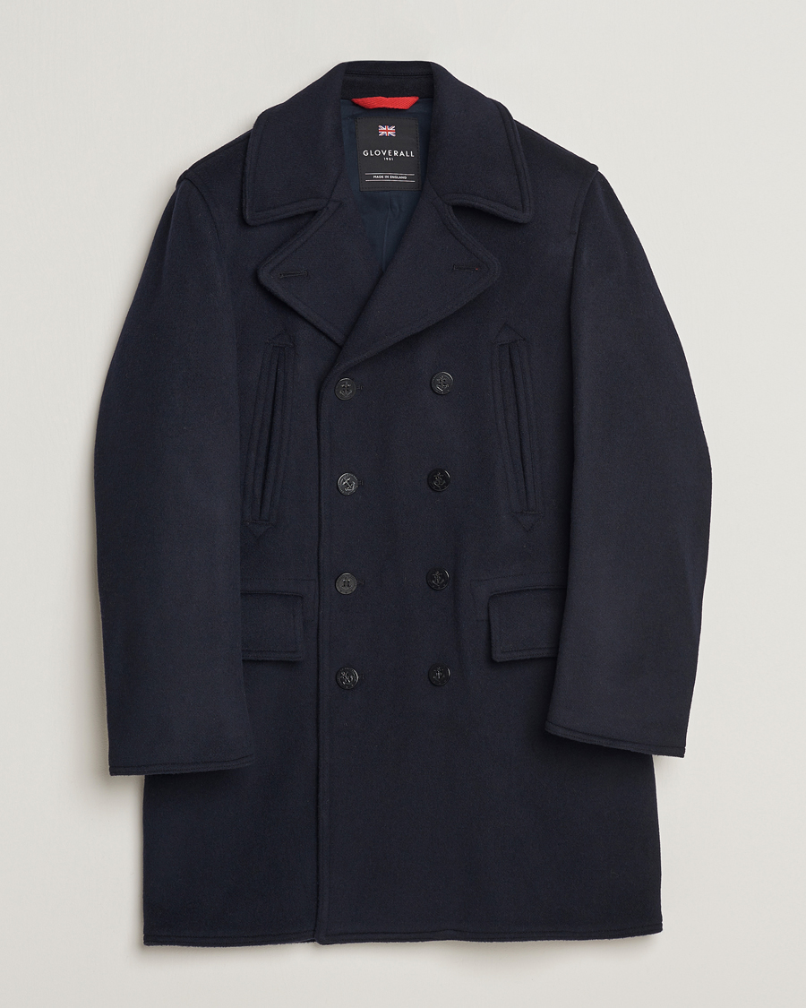 Homme | Manteaux Et Vestes | Gloverall | Churchill Long Reefer Peacoat Navy Royal