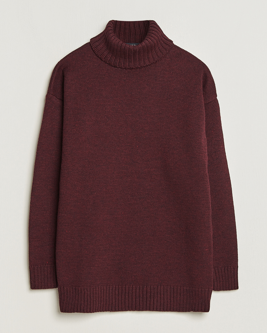 Homme | Pulls Et Tricots | Gloverall | Submariner Chunky Wool Roll Neck Burgundy