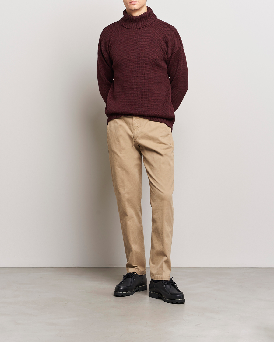Homme | Pulls Et Tricots | Gloverall | Submariner Chunky Wool Roll Neck Burgundy