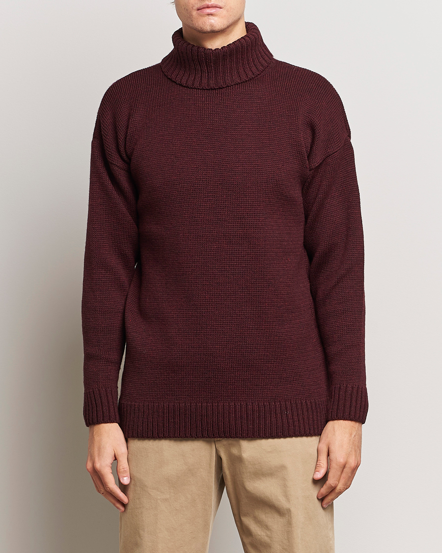 Homme | Pulls Et Tricots | Gloverall | Submariner Chunky Wool Roll Neck Burgundy