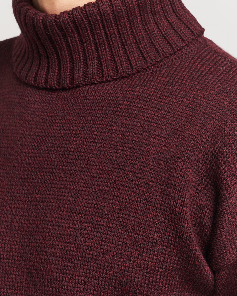 Homme | Pulls Et Tricots | Gloverall | Submariner Chunky Wool Roll Neck Burgundy