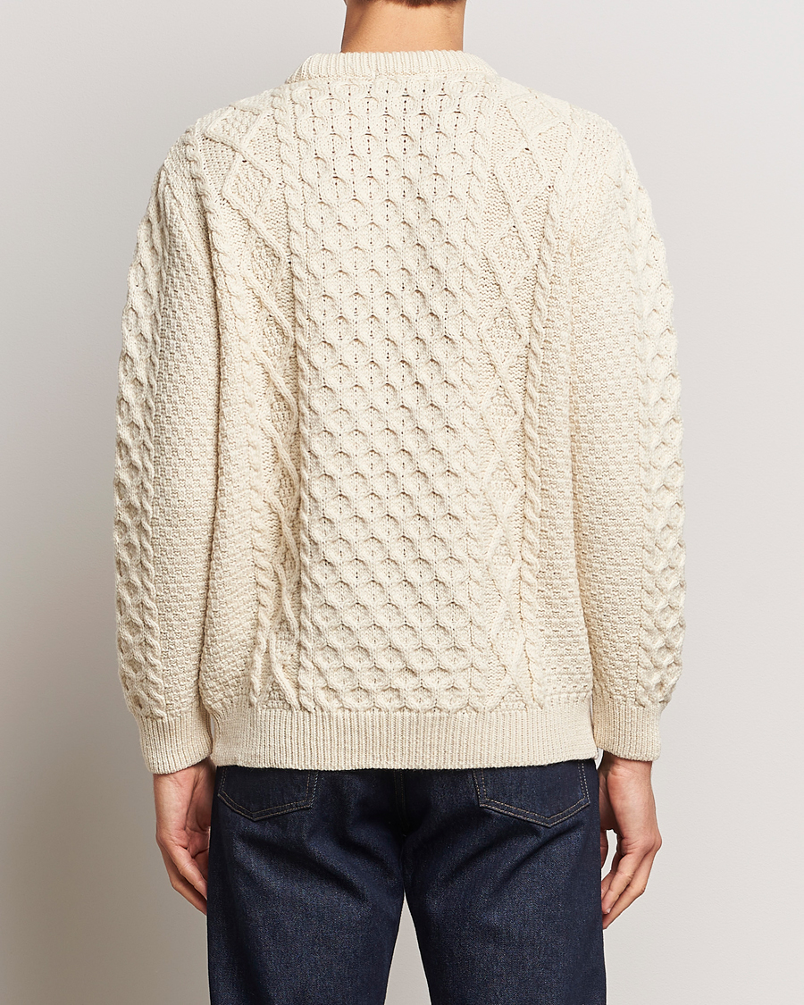 Homme | Pulls Et Tricots | Gloverall | Merino Wool Aran Cable Knitted Crew Neck Ecru
