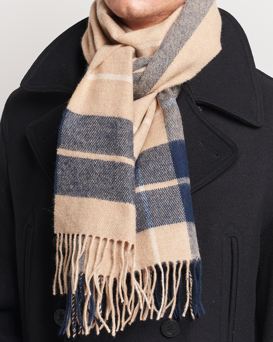 Homme |  | Gloverall | Lambswool Scarf Camel Check