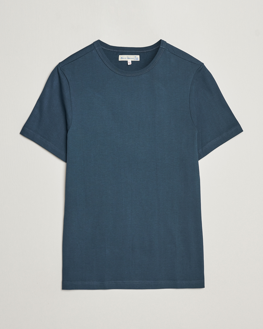 Homme | T-shirts | Merz b. Schwanen | 1950s Classic Loopwheeled T-Shirt Mineral Blue