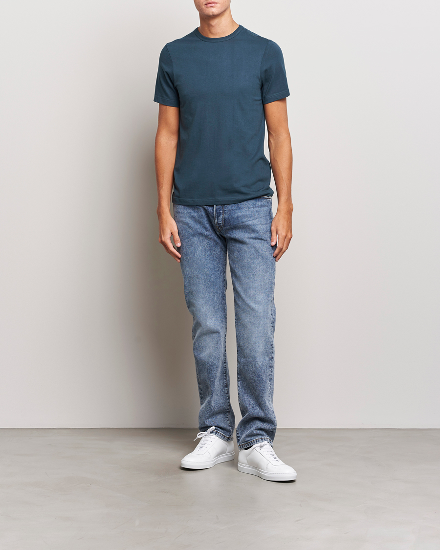 Homme | T-shirts | Merz b. Schwanen | 1950s Classic Loopwheeled T-Shirt Mineral Blue