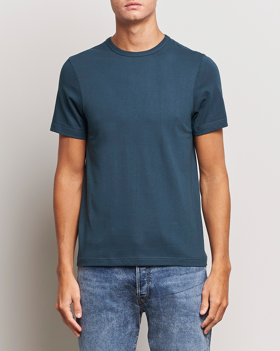 Homme | T-shirts | Merz b. Schwanen | 1950s Classic Loopwheeled T-Shirt Mineral Blue