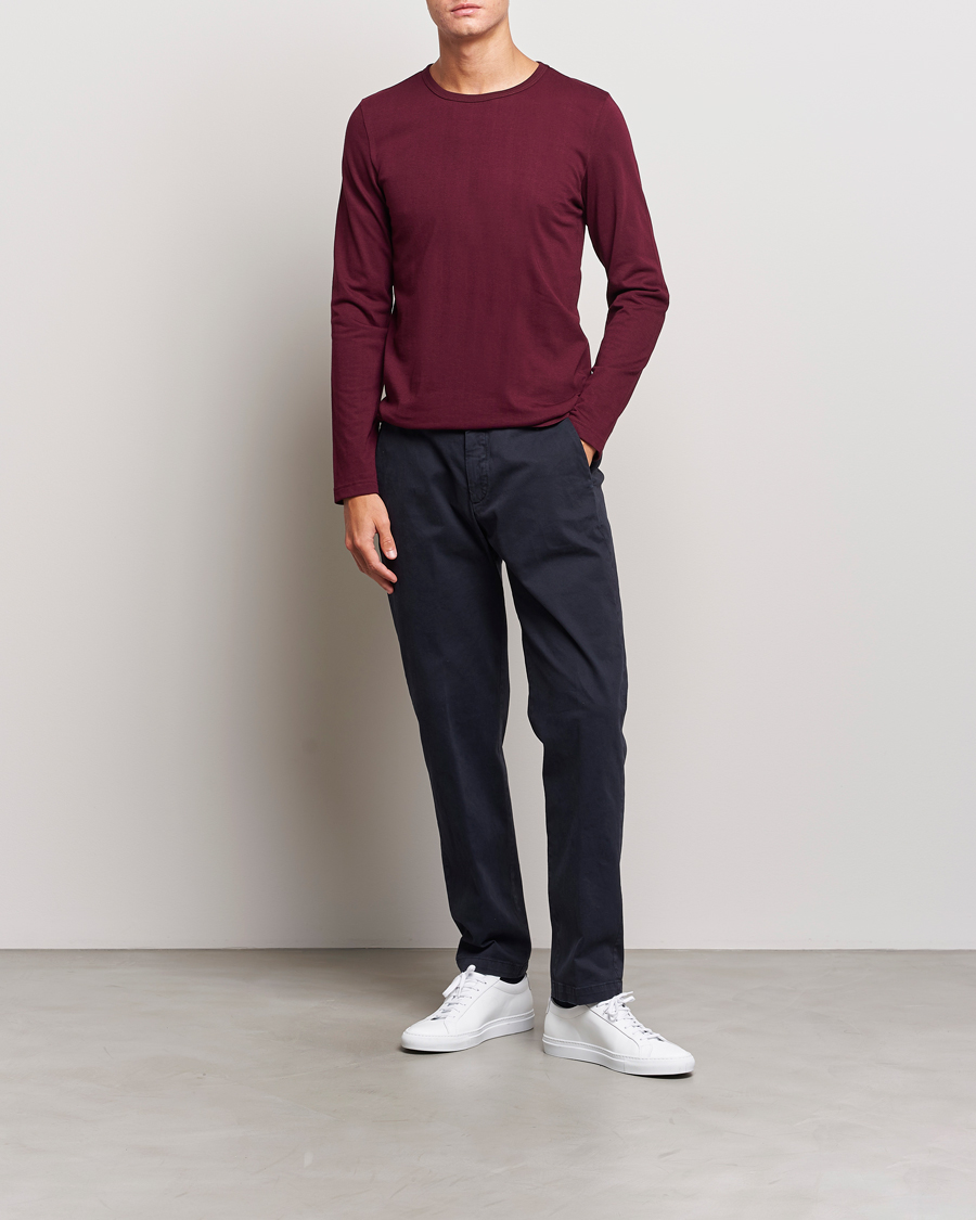 Homme | T-shirts | Merz b. Schwanen | 1950s Classic Loopwheeled Longsleeve T-Shirt Ruby Red