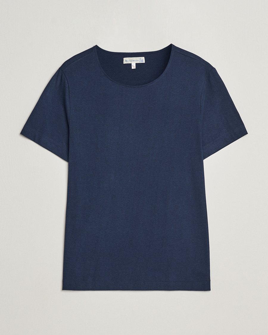 Homme | T-shirts | Merz b. Schwanen | 1920s Loopwheeled T-shirt Ink Blue