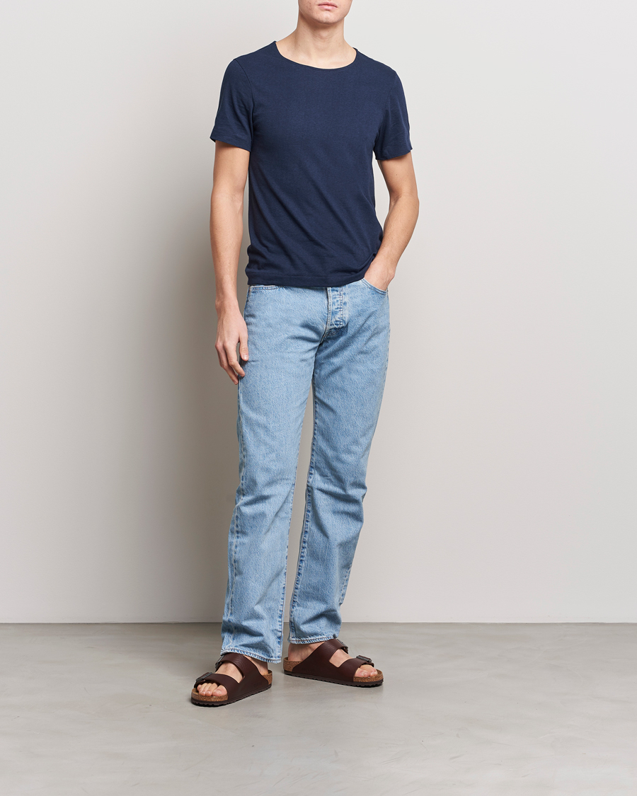 Homme | T-shirts | Merz b. Schwanen | 1920s Loopwheeled T-shirt Ink Blue