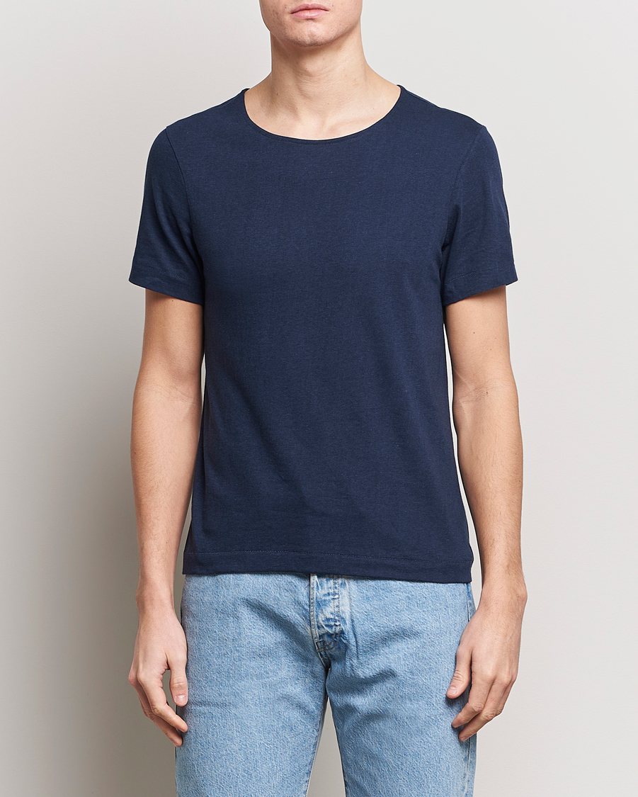 Homme | T-shirts À Manches Courtes | Merz b. Schwanen | 1920s Loopwheeled T-shirt Ink Blue