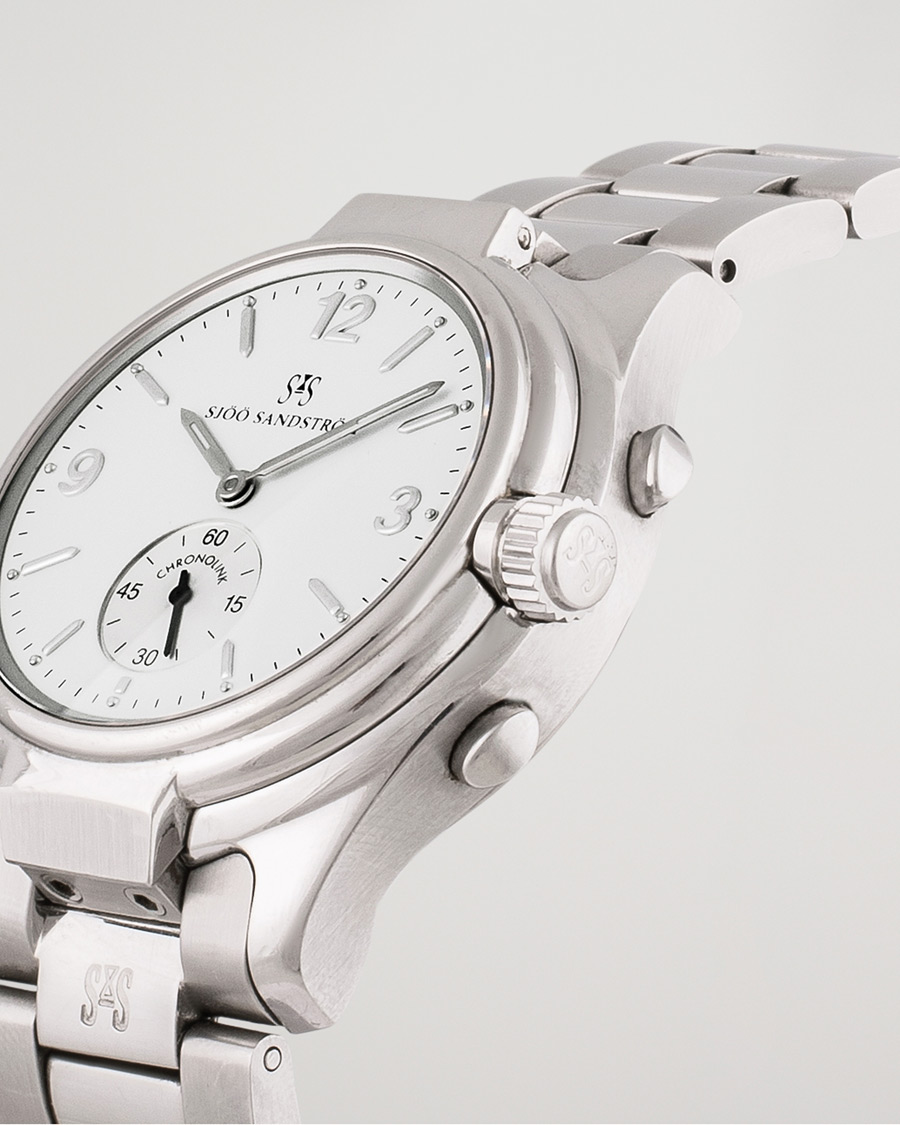 Homme | Sjöö Sandström Pre-Owned Chronolink Worldtimer WT 6202 Steel White | Sjöö Sandström Pre-Owned | Chronolink Worldtimer WT 6202 Steel White