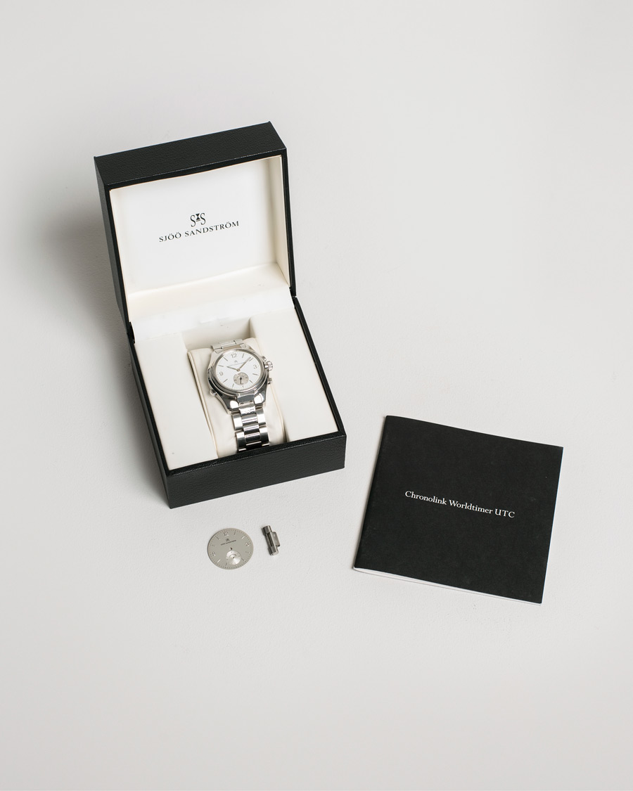 Homme | Sjöö Sandström Pre-Owned Chronolink Worldtimer WT 6202 Steel White | Sjöö Sandström Pre-Owned | Chronolink Worldtimer WT 6202 Steel White