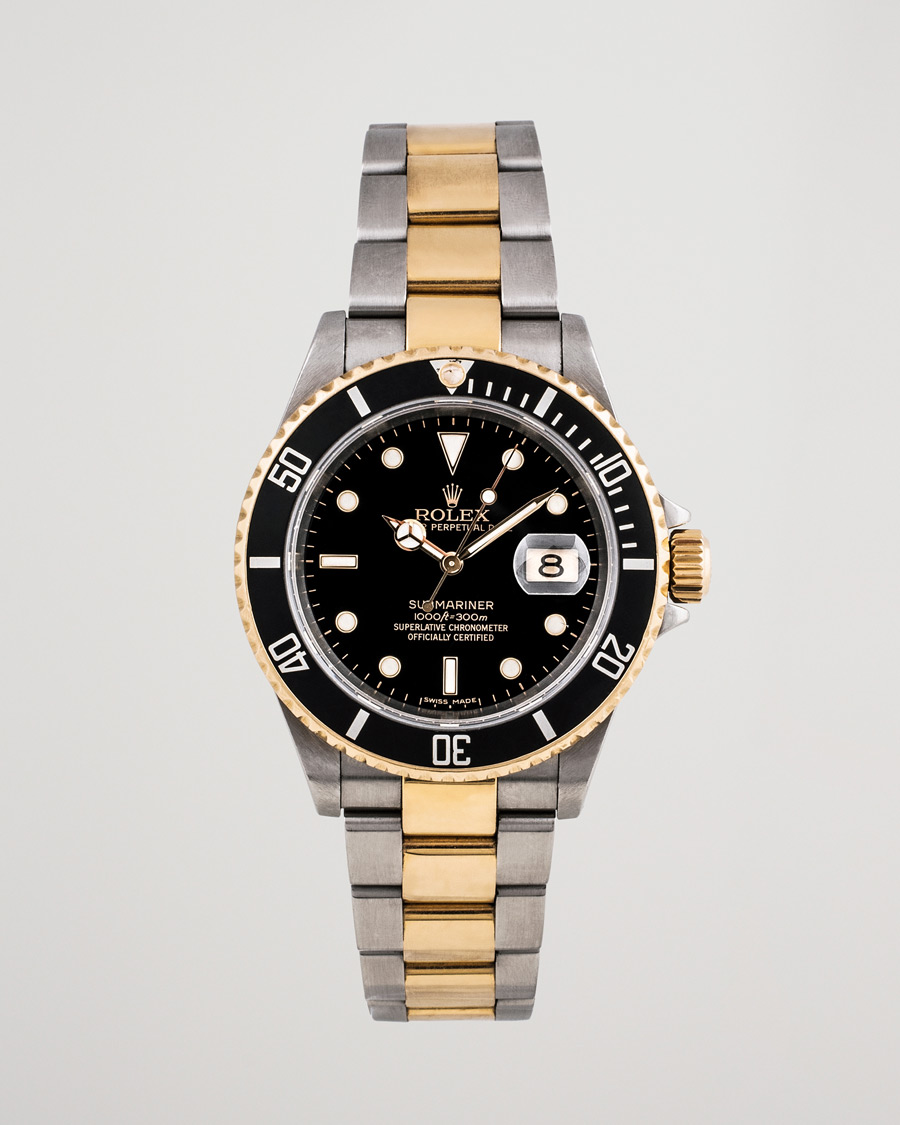 Homme | Rolex Pre-Owned Submariner 16613 Oyster Perpetual Two Tone Black Steel Black | Rolex Pre-Owned | Submariner 16613 Oyster Perpetual Two Tone Black Steel Black