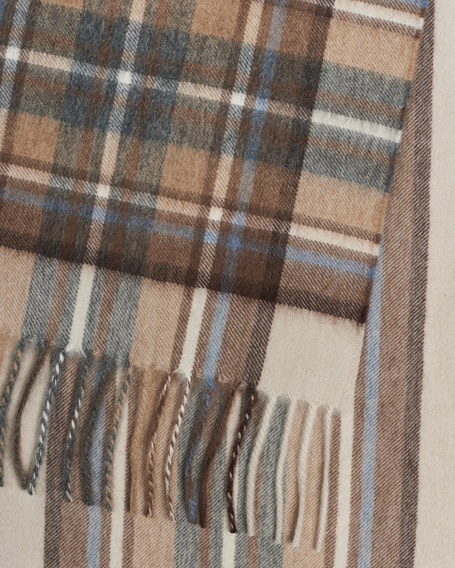 Homme | Begg & Co Striped/Checked Cashmere Scarf 30*160cm Natural Jean | Begg & Co | Striped/Checked Cashmere Scarf 30*160cm Natural Jean