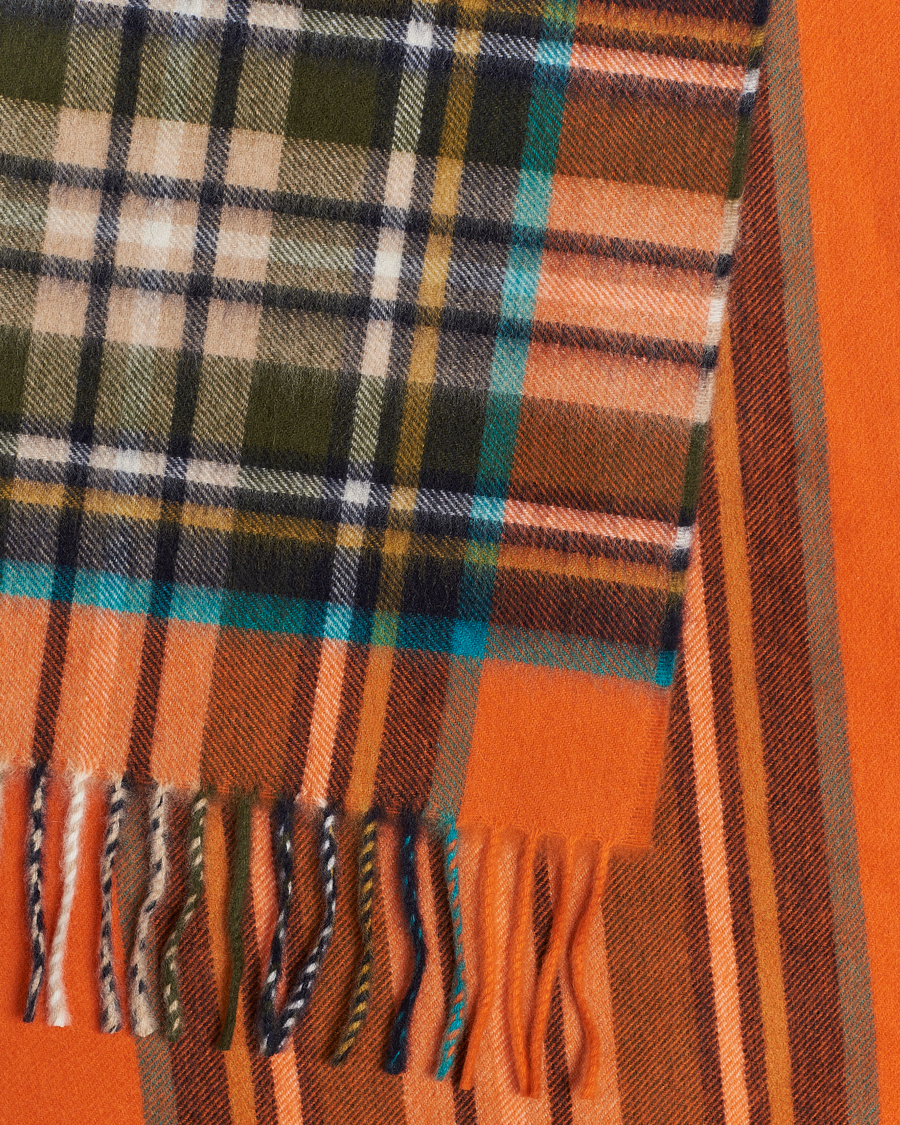 Homme | Begg & Co Striped/Checked Cashmere Scarf 30*160cm Orange | Begg & Co | Striped/Checked Cashmere Scarf 30*160cm Orange