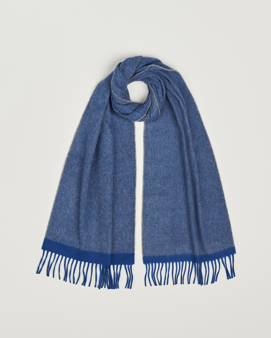 Homme | Begg & Co Solid Board Wool/Cashmere Scarf Blue Grey | Begg & Co | Solid Board Wool/Cashmere Scarf Blue Grey