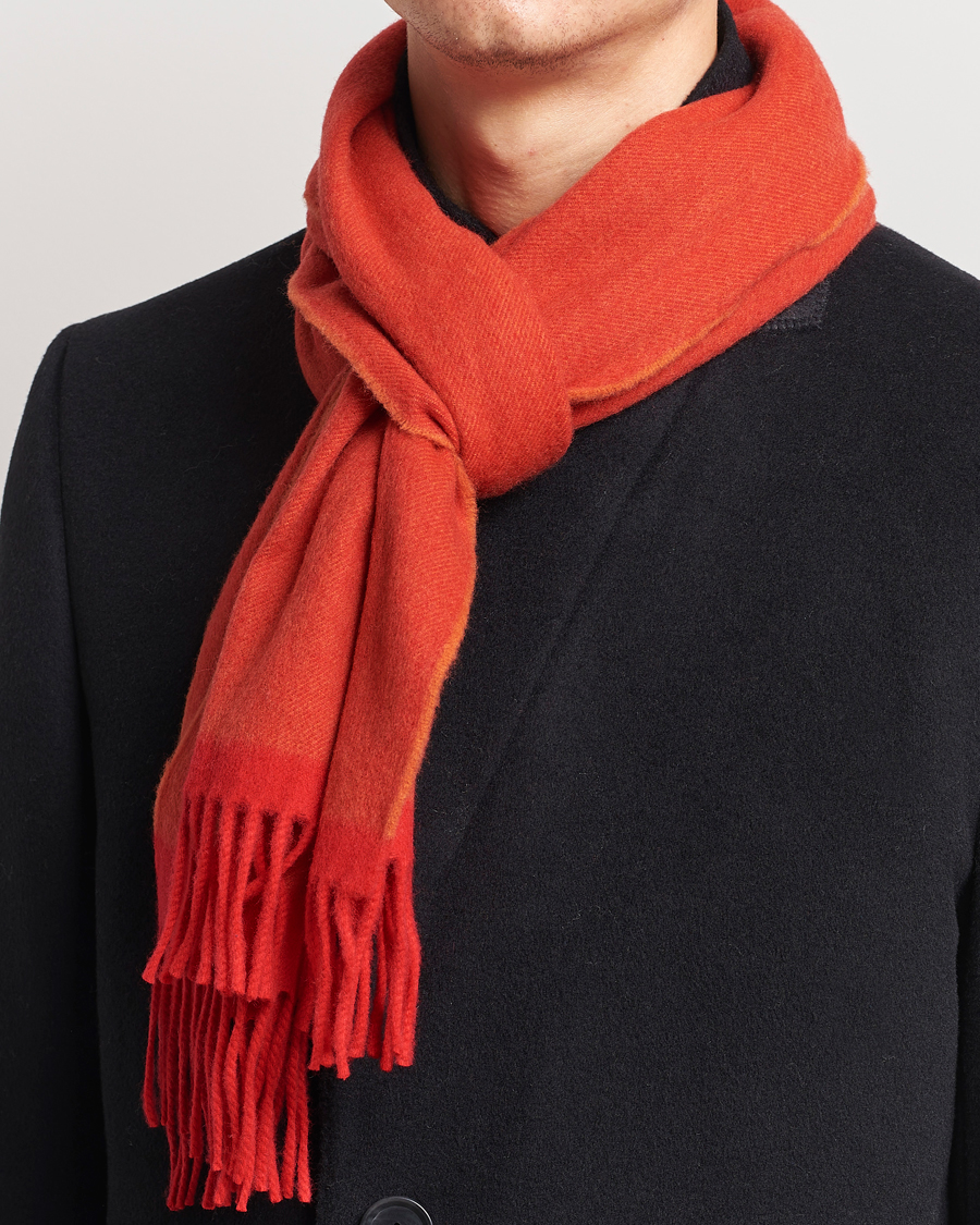 Homme |  | Begg & Co | Solid Board Wool/Cashmere Scarf Berry Military