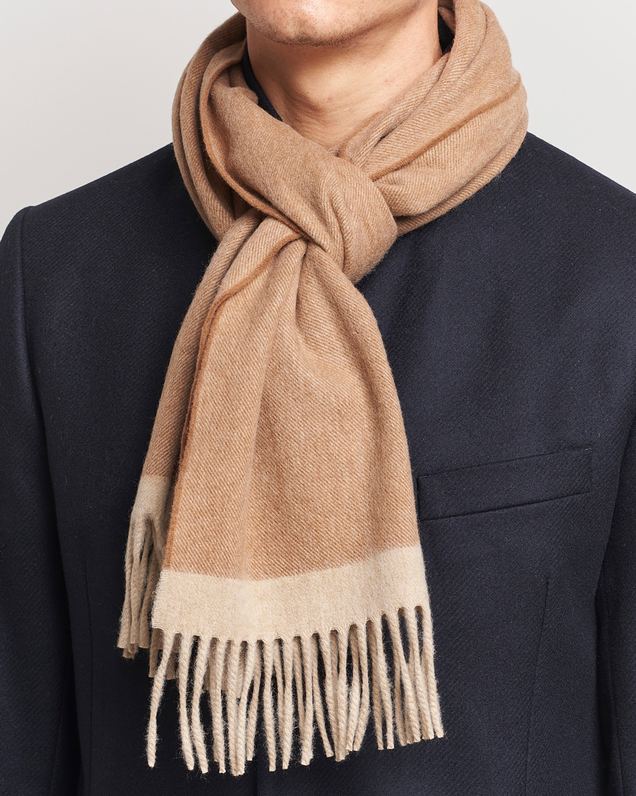 Homme |  | Begg & Co | Solid Board Wool/Cashmere Scarf Warm Natural